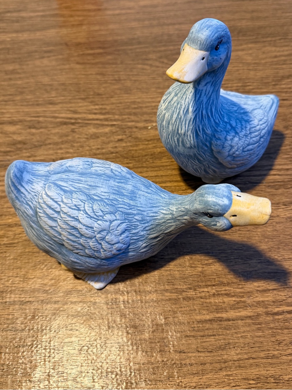 Blue Ceramic Duck Figurines - Set of 2